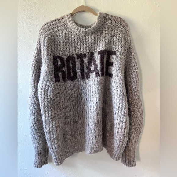 Rotate Birger Christensen Tan Wool Oversize Logo Sweater - The Brandy Jumper - Picture 2 of 6